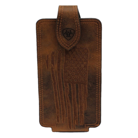 Ariat® Men's American Flag Distressed Brown Phone Clip A0603002
