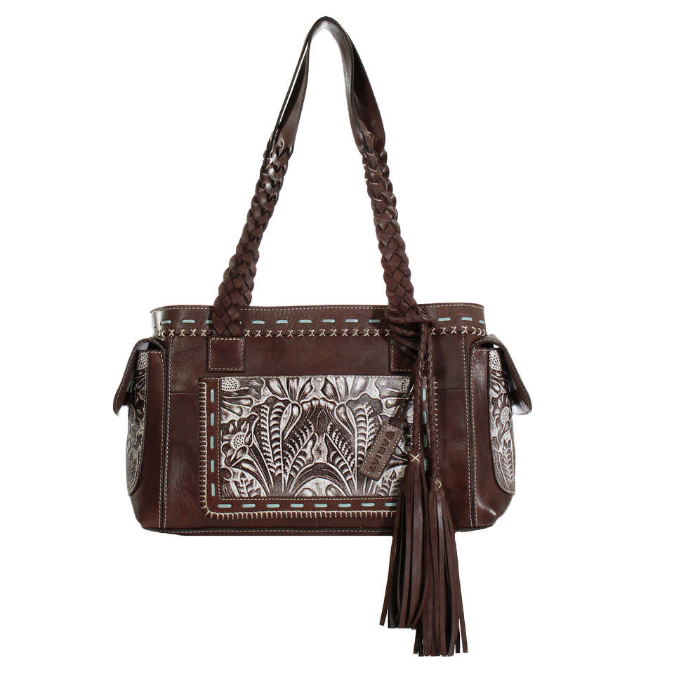 Ariat Ladies Rori Tooled Dark Brown Satchel Handbag A770011534