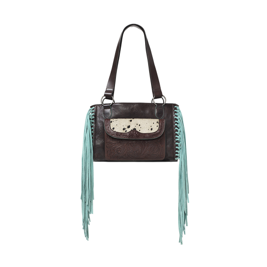 Ariat Ladies Willa Satchel Brown & Turquoise Fringe Purse A770012802