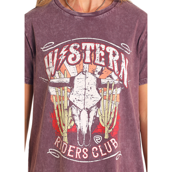 Rock & Roll Denim Ladies Western Graphic Purple Midi T-Shirt Dress BWD1R04540