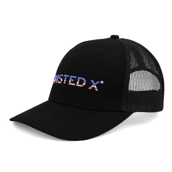 Twisted X Patriotic Logo Black & American Flag Snapback Hat CAP0012