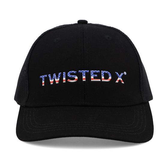 Twisted X Patriotic Logo Black & American Flag Snapback Hat CAP0012