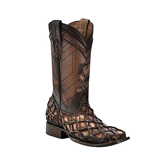 Cuadra Men's Asturias Honey Fish Pirarucu Laser Square Toe Western Boot CU789