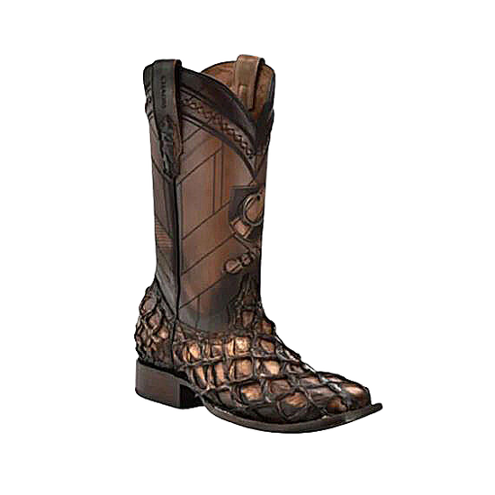 Cuadra Men's Asturias Honey Fish Pirarucu Laser Square Toe Western Boot CU789