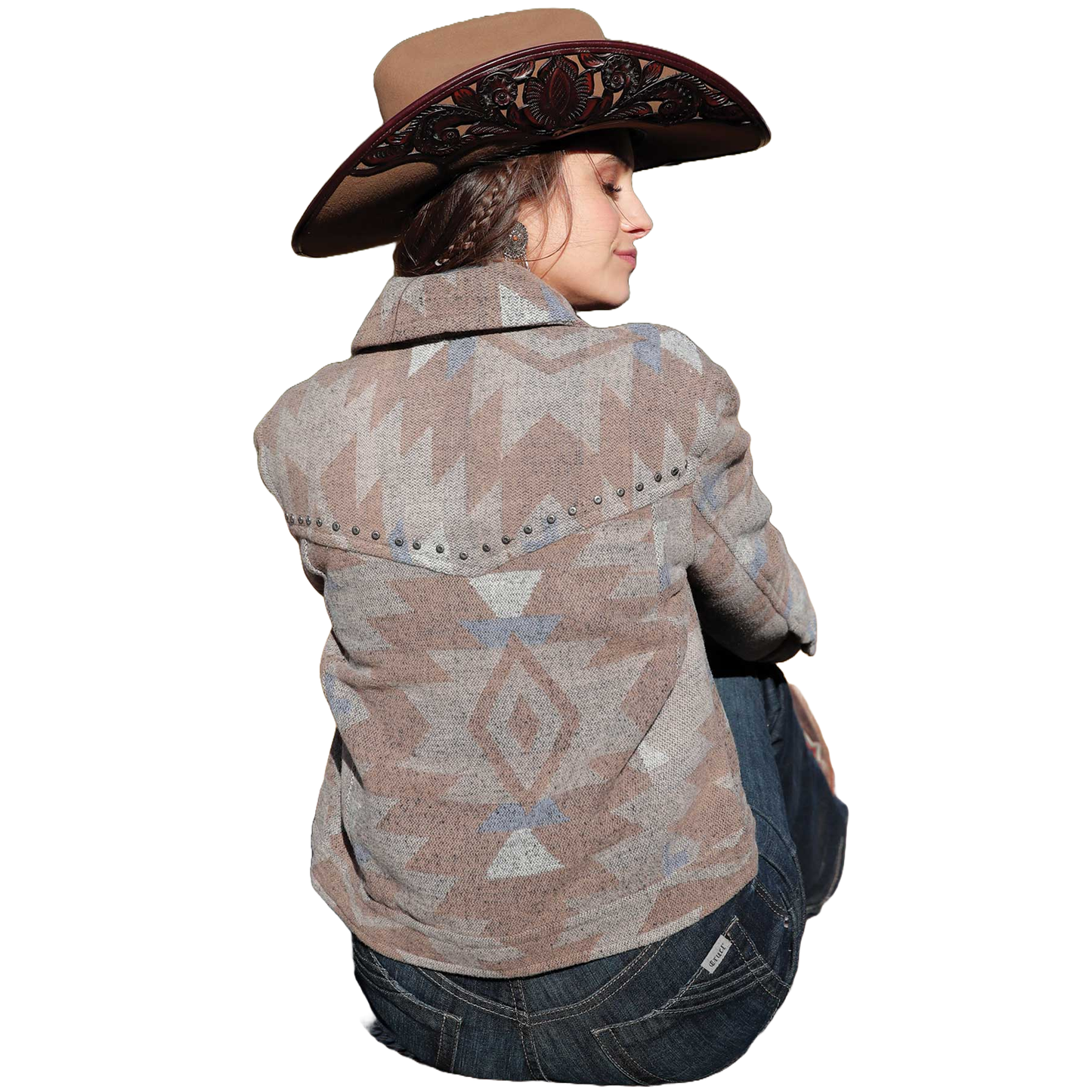 Cinch Ladies Wooly Brushed Tweed Aztec Stone Jacket CWJ7481001