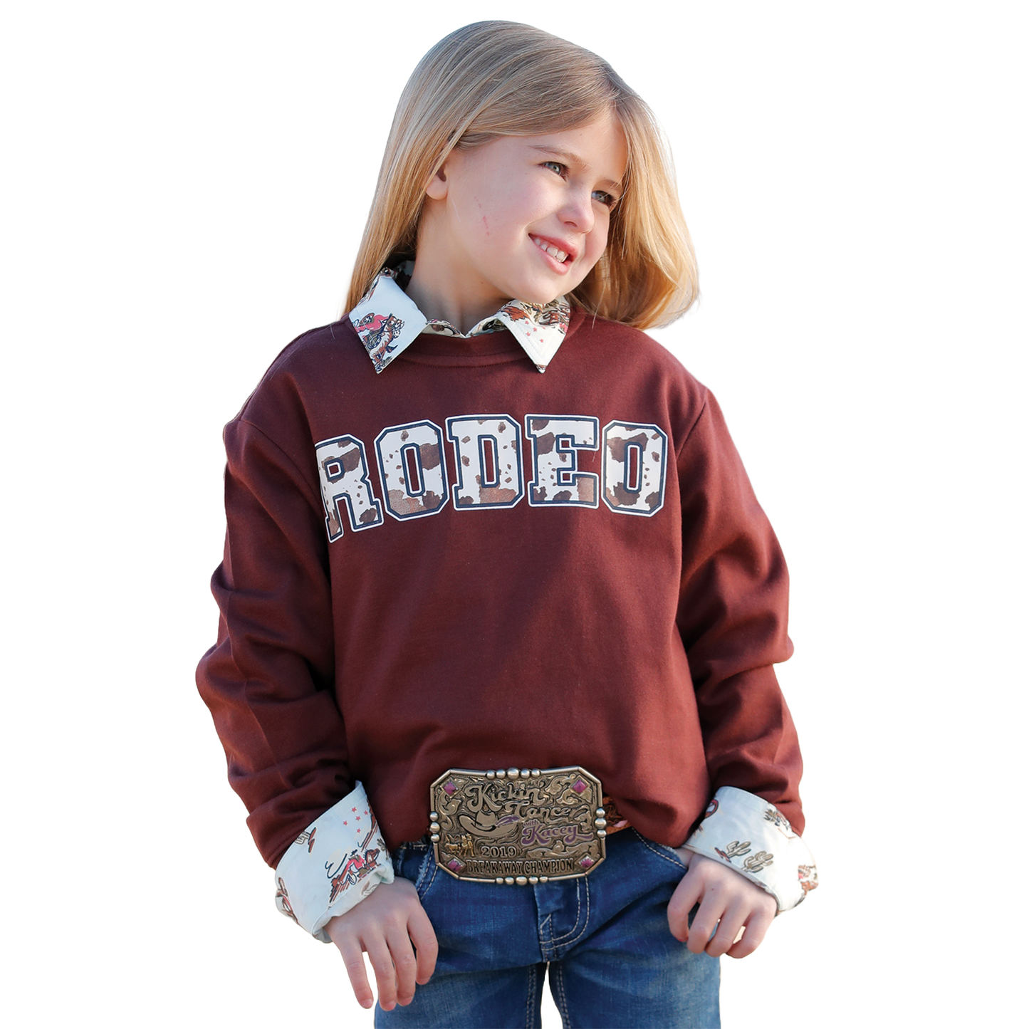 Cruel Youth Girl's Rodeo French Terry Burgundy Sweatshirt CWK8002001