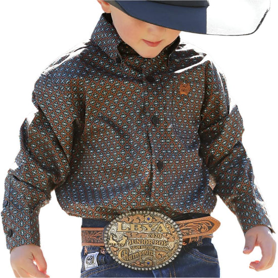 Cinch Boy's Geometric Print Button Down Western Shirt MTW7061357