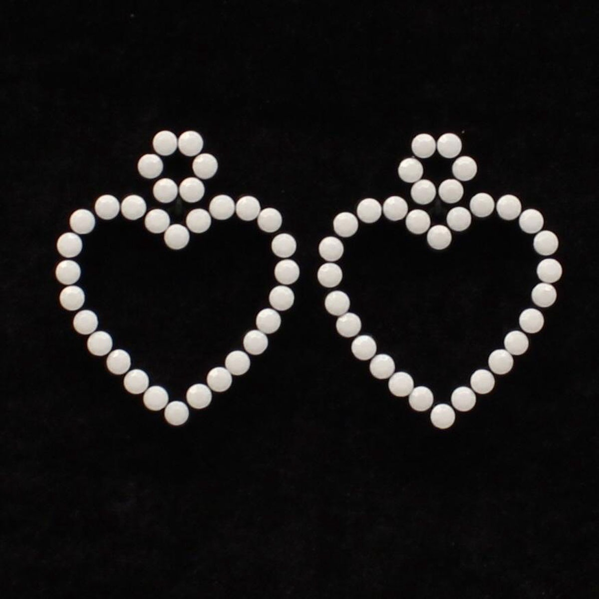 Silver Strike Ladies White Beaded Heart Cutout Earrings D4600118