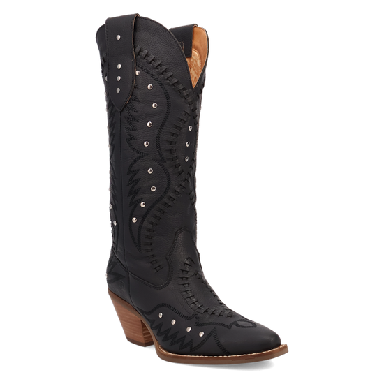 Dingo Ladies Pretty 'N Pink B-Lace Black Western Tall Boots DI2220-BK