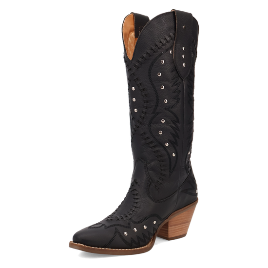 Dingo Ladies Pretty 'N Pink B-Lace Black Western Tall Boots DI2220-BK