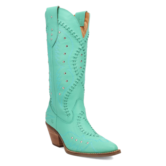 Dingo Ladies Pretty 'N Pink B-Lace Green Western Tall Boots DI2220-GN