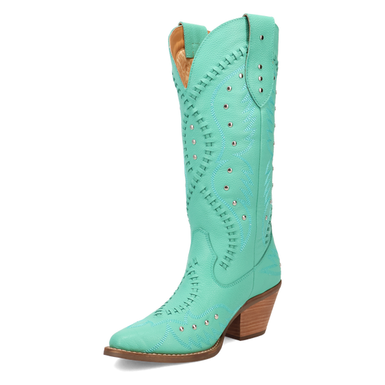 Dingo Ladies Pretty 'N Pink B-Lace Green Western Tall Boots DI2220-GN