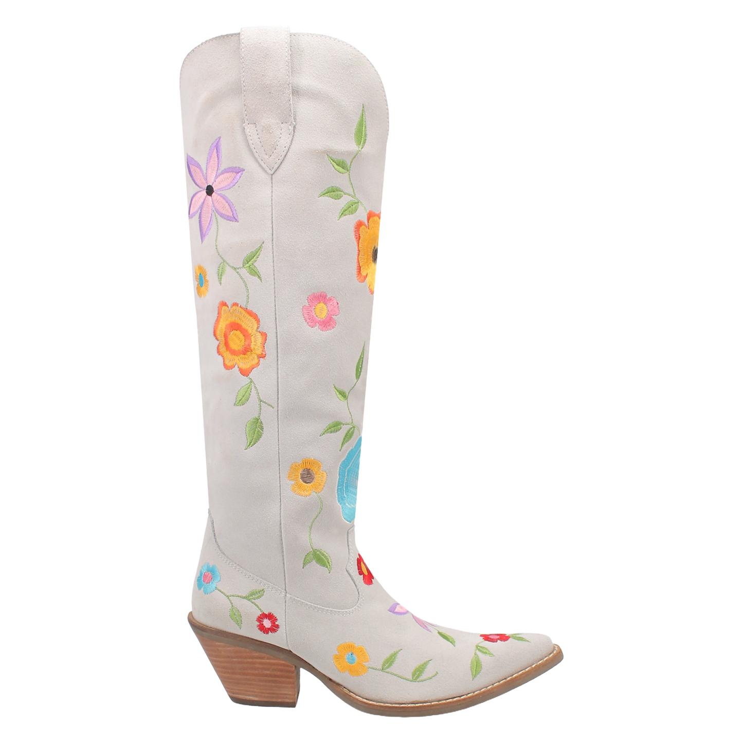 Dan Post Ladies Flower Power White Suede Tall Western Boots DI277-WH