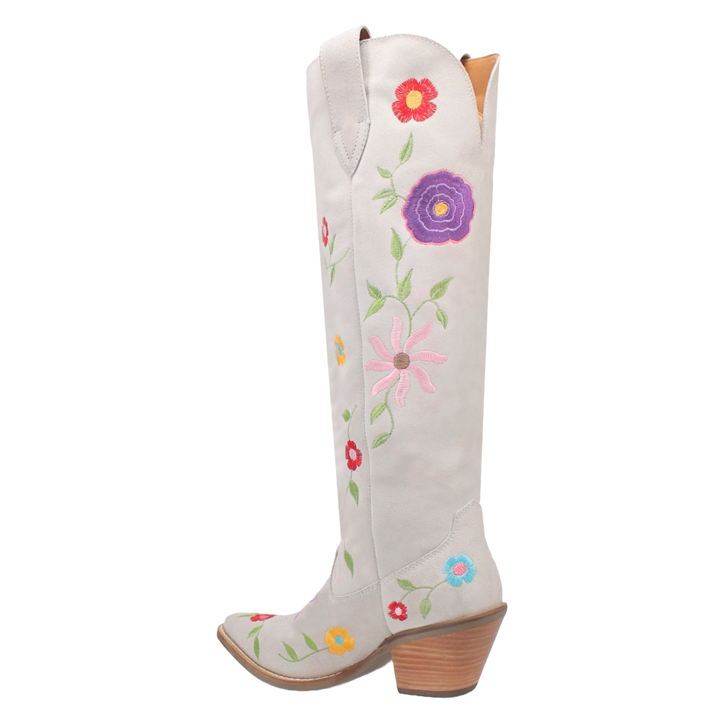 Dan Post Ladies Flower Power White Suede Tall Western Boots DI277-WH