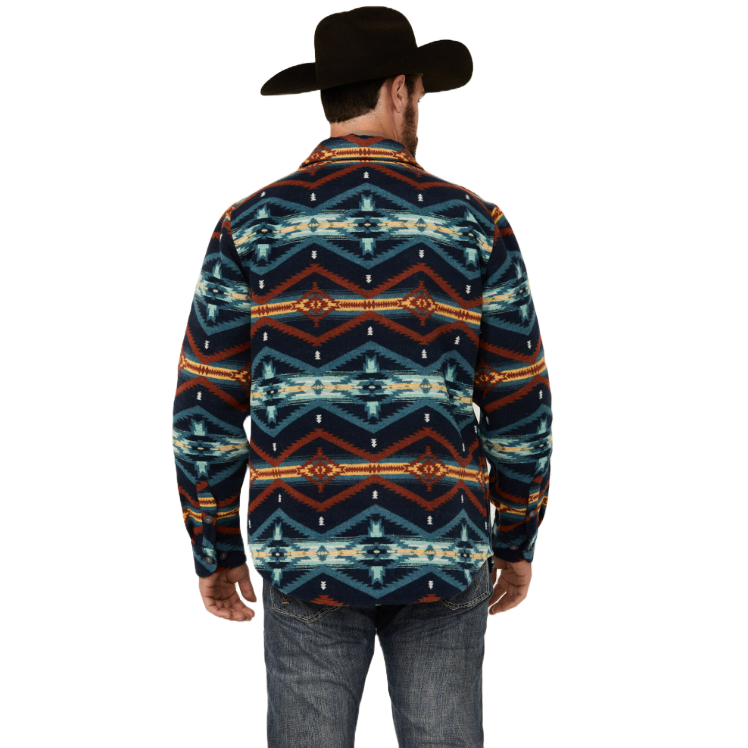 Powder River Outfitters Men's Southwestern Print Teal Shacket DM92C04064