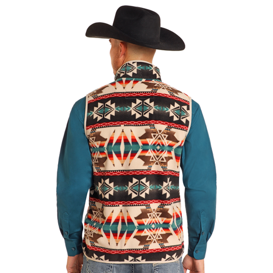 Powder River Outfitters Men's Aztec Printed Natural Fleece Vest DM98C04078