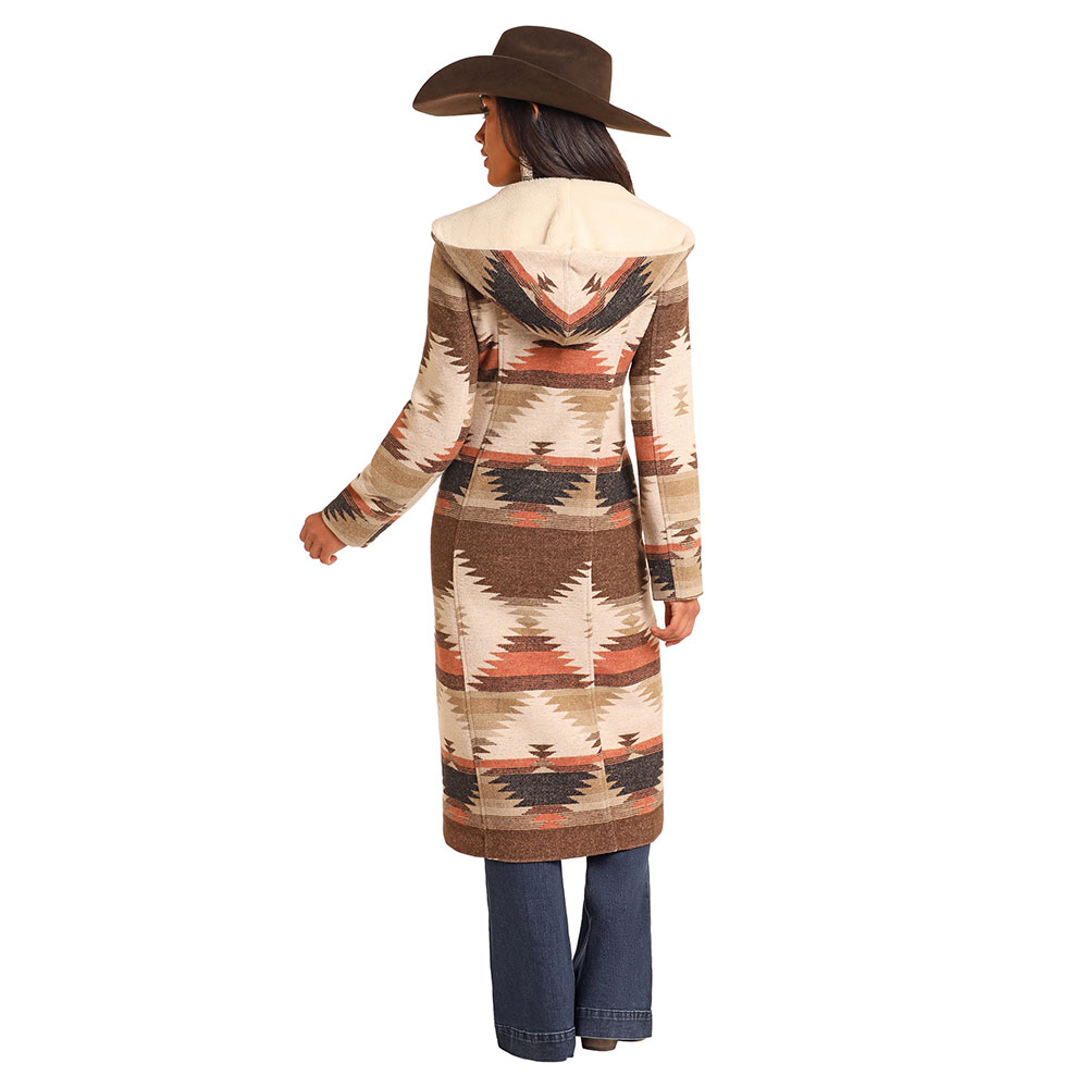 Powder River Outfitters Ladies Aztec Brown Long Wool Coat DW92C04123