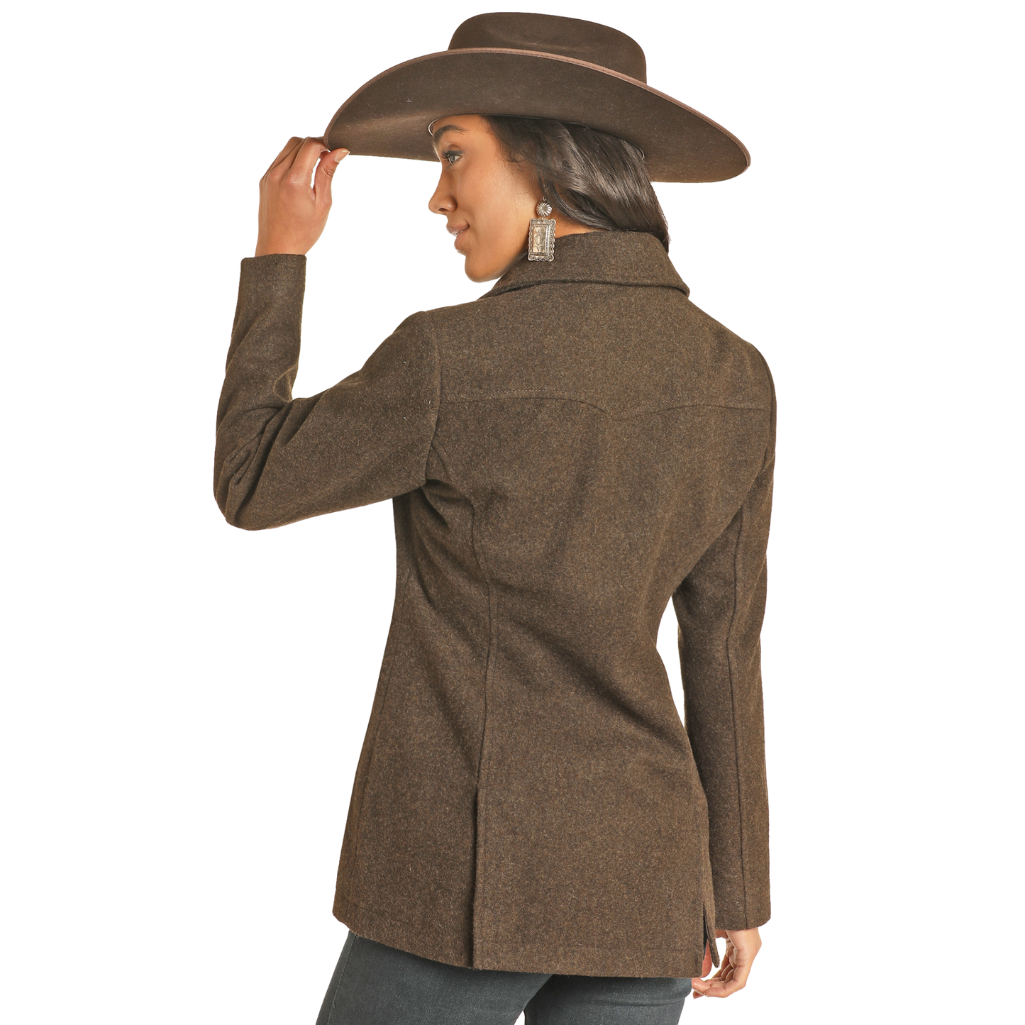 Powder River Outfitters Ladies Solid Dark Brown Wool Coat DW92C04129-22