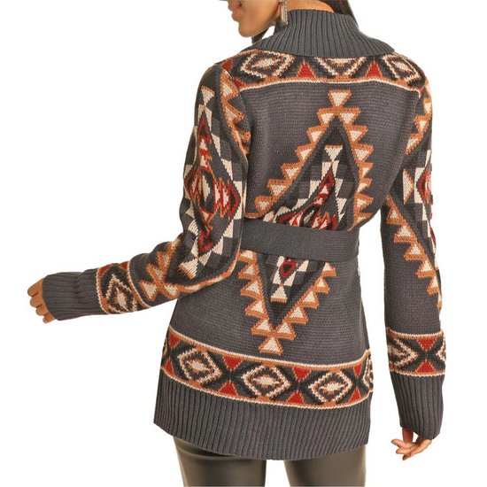 Powder River Ladies Charcoal Aztec Robe Cardigan DW95C04143-02