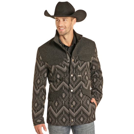 Powder River Outfitters Men's Aztec Jacquard Black Jacket DM92C04060