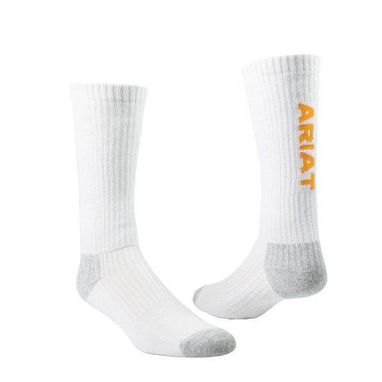 Ariat® Men's Premium Ringspun Crew White Work Socks 3 Pack 10036518