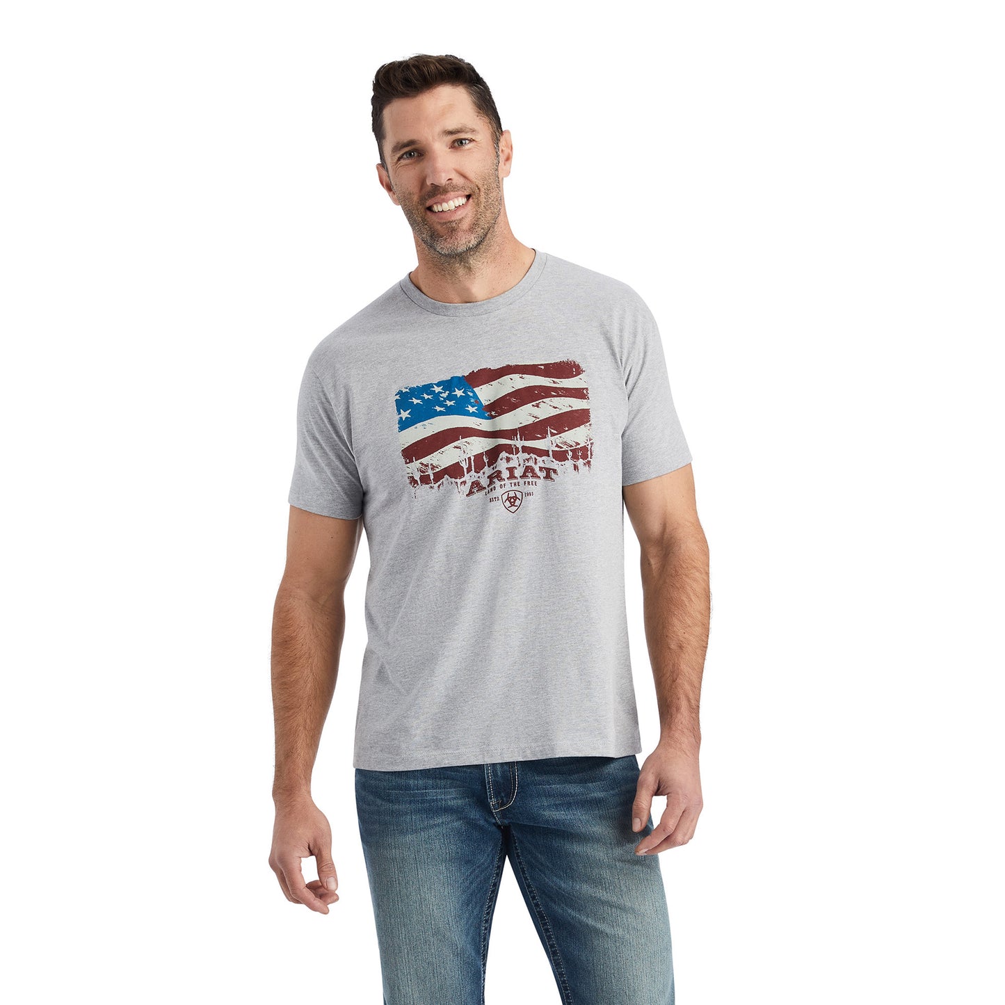 Ariat® Men's Athletic Heather Grey Flagscape Graphic T-Shirt 10042777