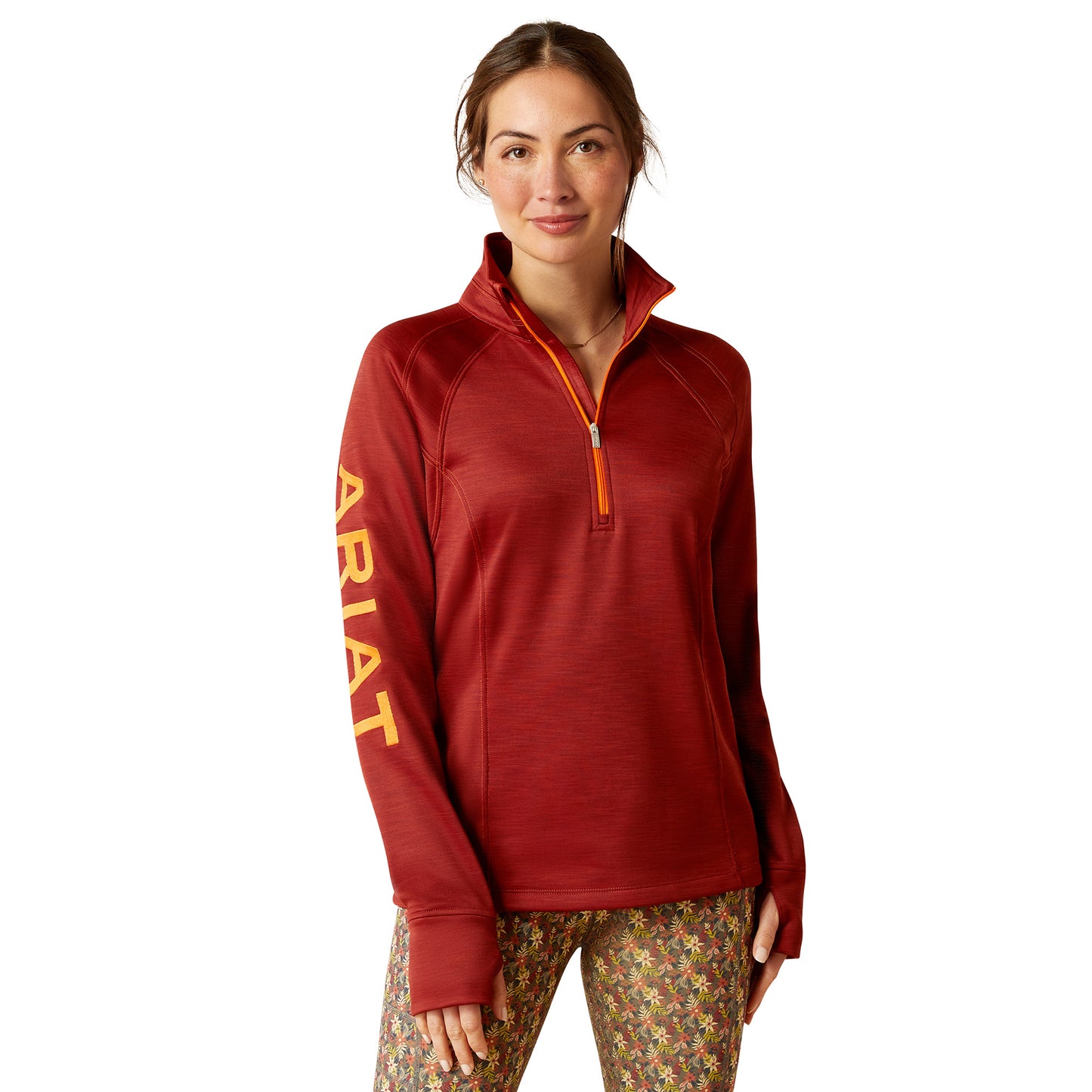 Ariat Ladies Tek Team 1/2 Fired Brick Zip Sweatshirt 10046706