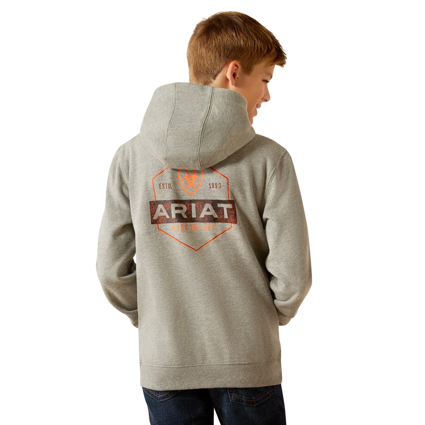 Ariat Youth Boy's Bold Hex Grey Heather Hoodie 10051982