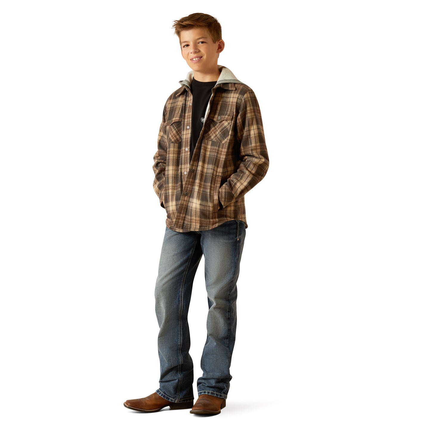 Ariat Youth Boy's Herbert Retro Flannel Cub Brown Shirt Jacket 10052352