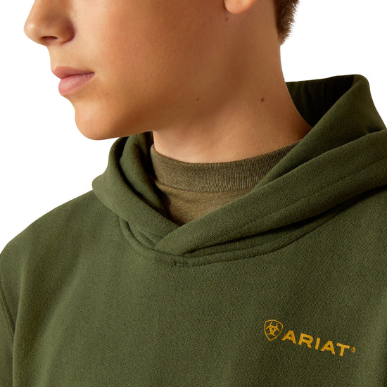 Ariat Youth Boy's Barbwire Skull Dark Green Hoodie 10052393