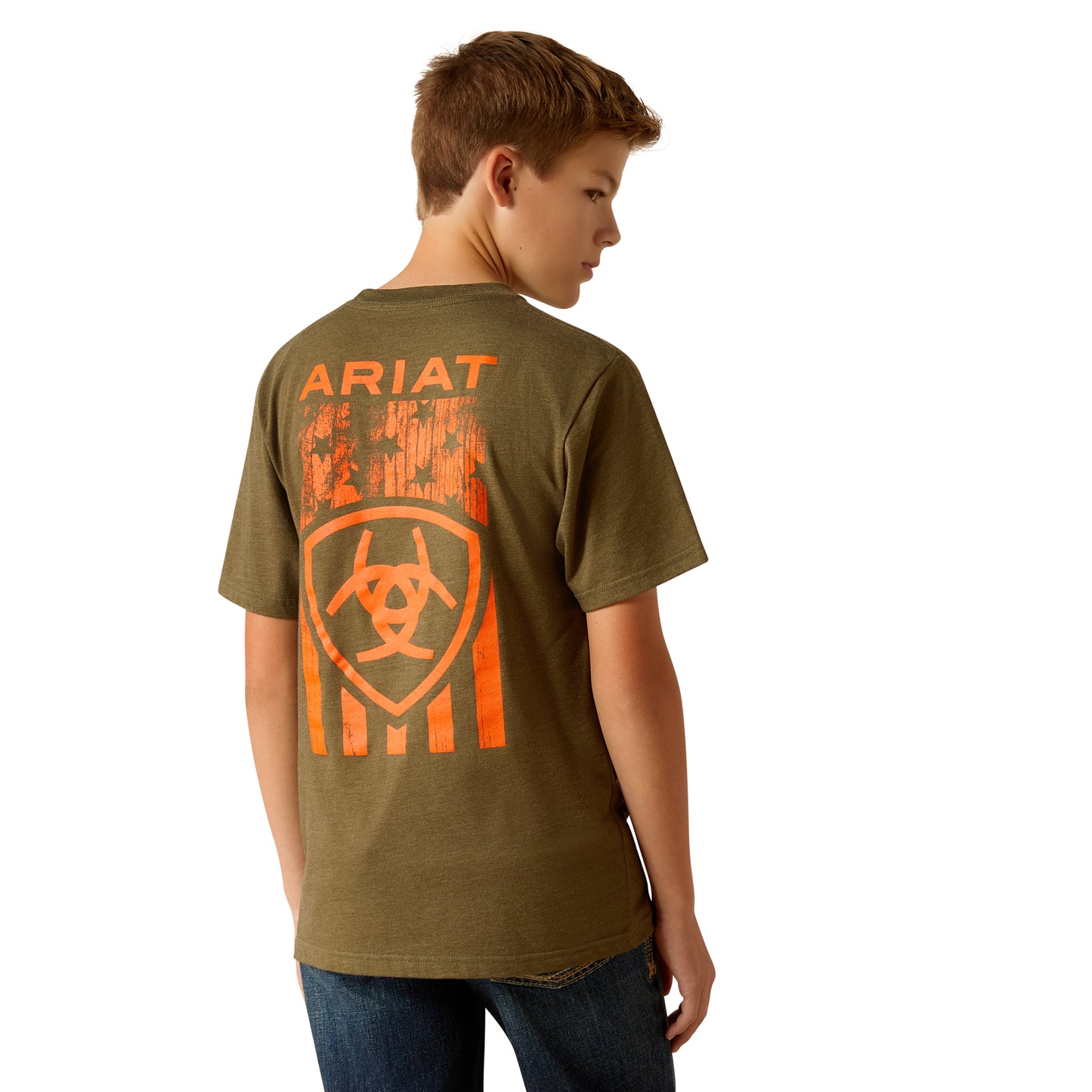 Ariat Youth Boy's Military Heather Grain Flag T-Shirt 10052579