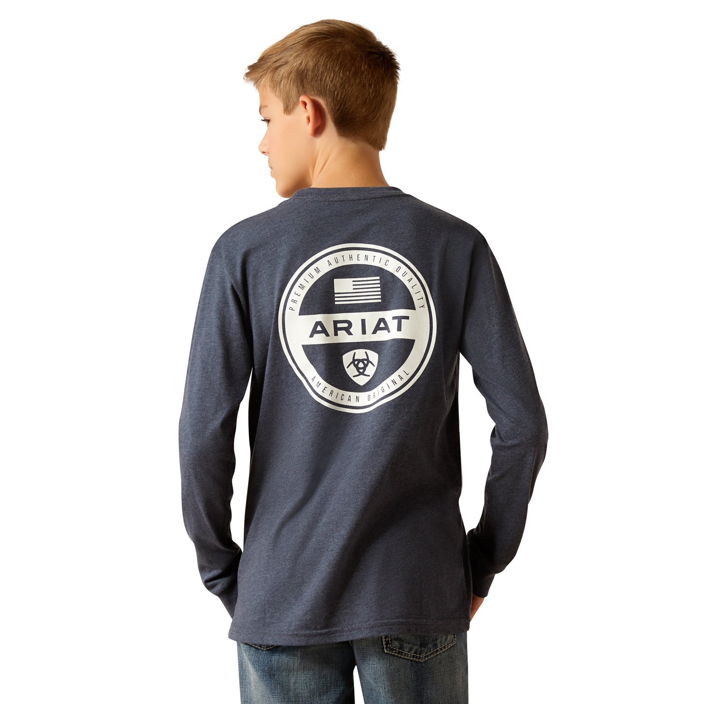 Ariat Youth Boy's American Original Circle Navy Heather T-Shirt 10052582