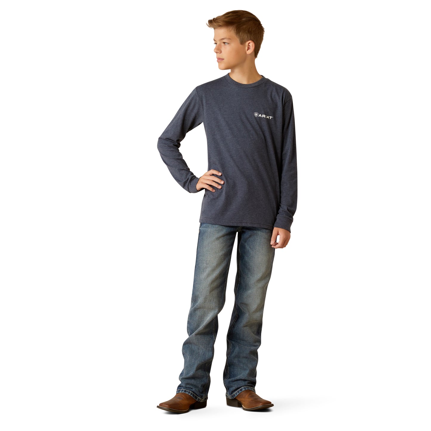 Ariat Youth Boy's American Original Circle Navy Heather T-Shirt 10052582