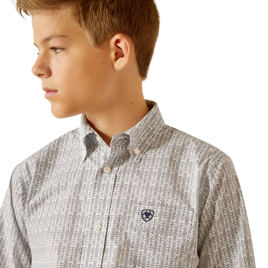 Ariat Youth Boy's Reign White Classic Fit Button Shirt 10052629