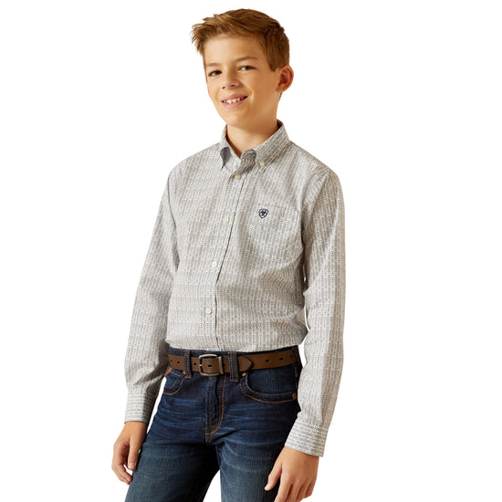 Ariat Youth Boy's Reign White Classic Fit Button Shirt 10052629