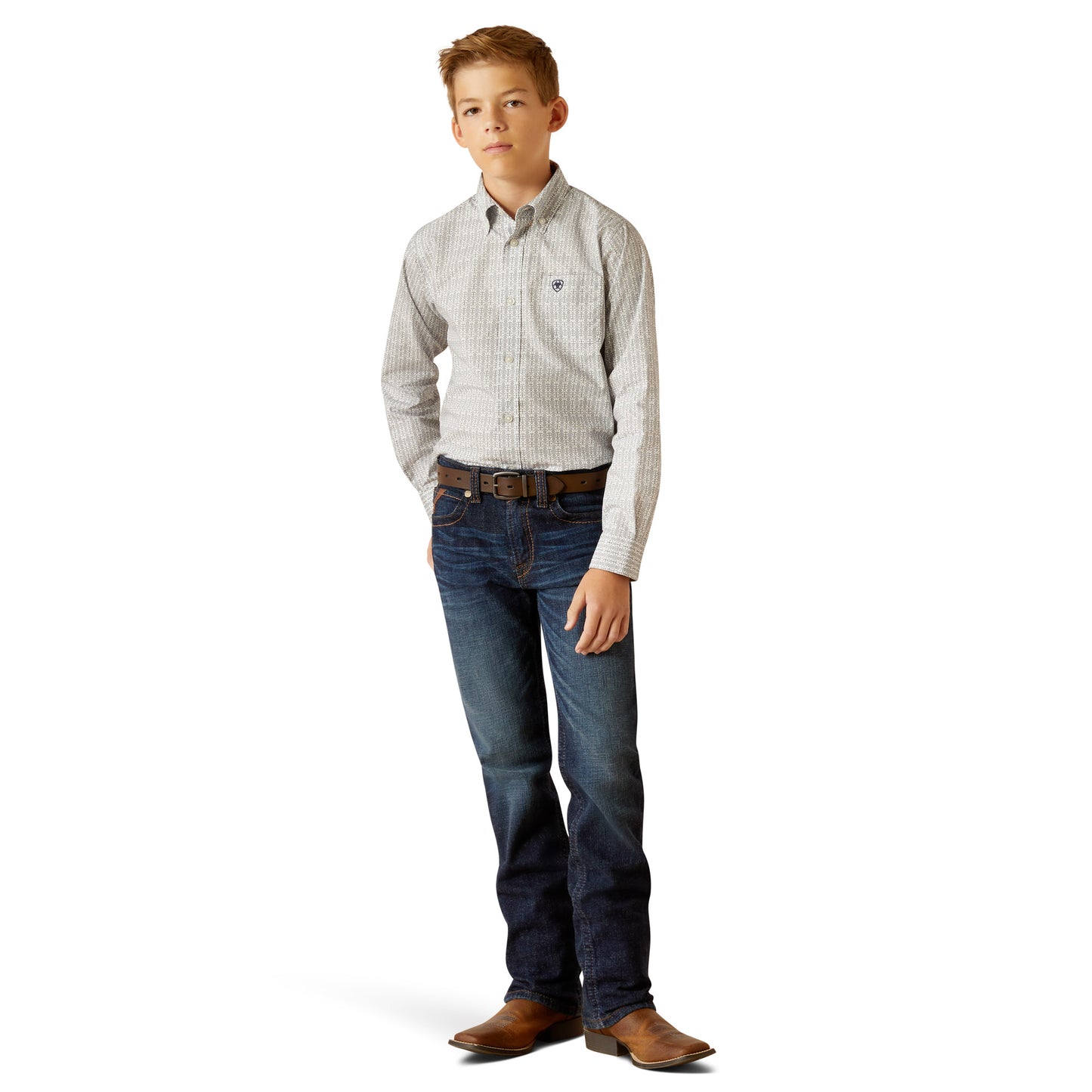 Ariat Youth Boy's Reign White Classic Fit Button Shirt 10052629