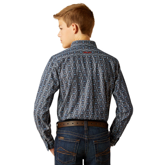 Ariat Youth Boy's Rochard Chambray Blue Classic Fit Shirt 10052630