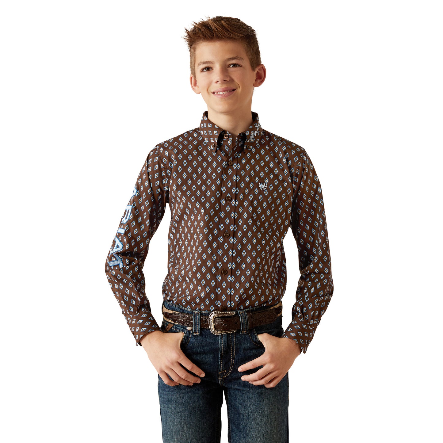 Ariat Youth Boy's Team Oak Classic Fit Button Down Shirt 10054069