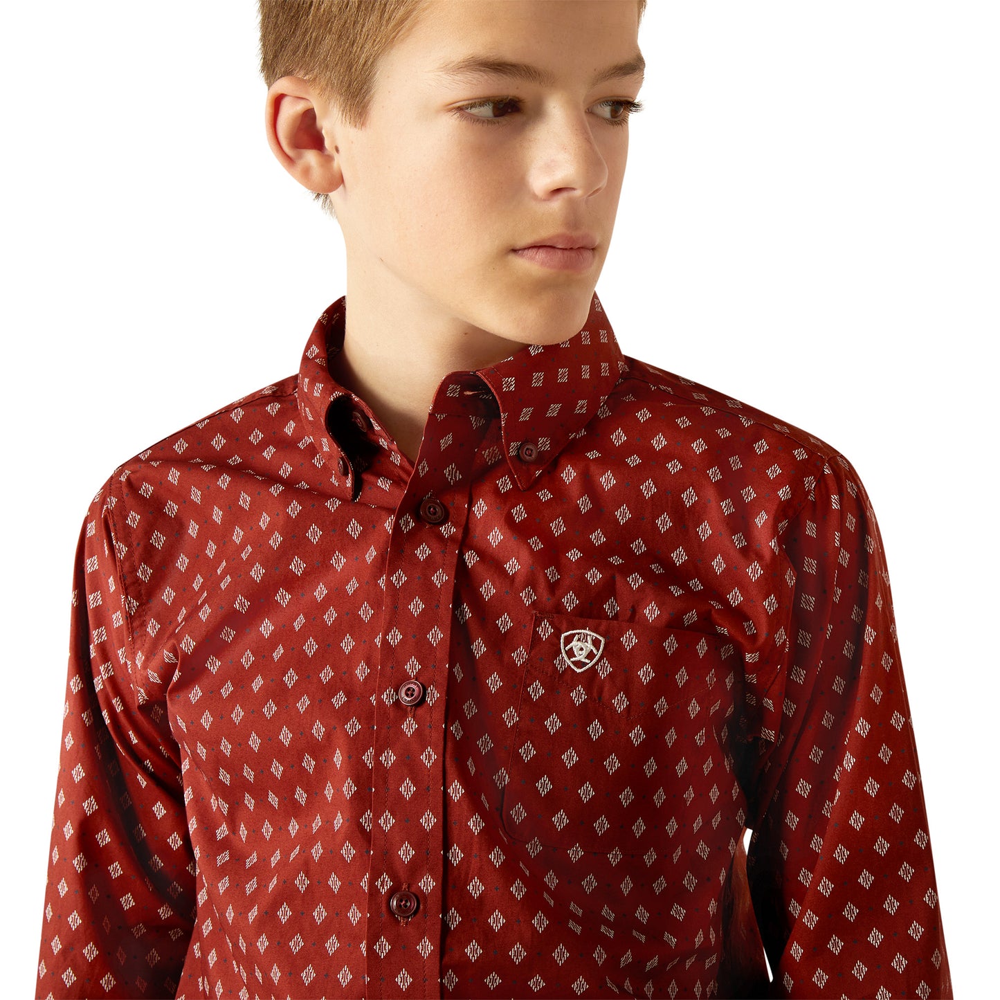 Ariat Youth Boy's Pax Classic Fit Burgundy Shirt 10054071