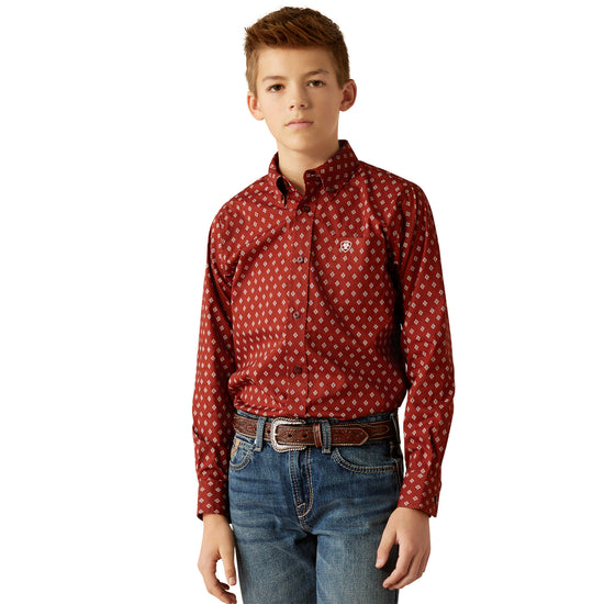 Ariat Youth Boy's Pax Classic Fit Burgundy Shirt 10054071