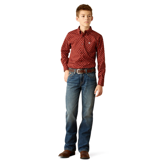 Ariat Youth Boy's Pax Classic Fit Burgundy Shirt 10054071