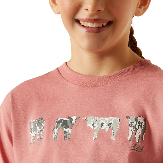 Ariat Youth Girl's Mini Cow Squad Dusty Rose Pink T-Shirt 10052539