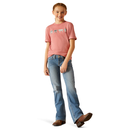 Ariat Youth Girl's Mini Cow Squad Dusty Rose Pink T-Shirt 10052539