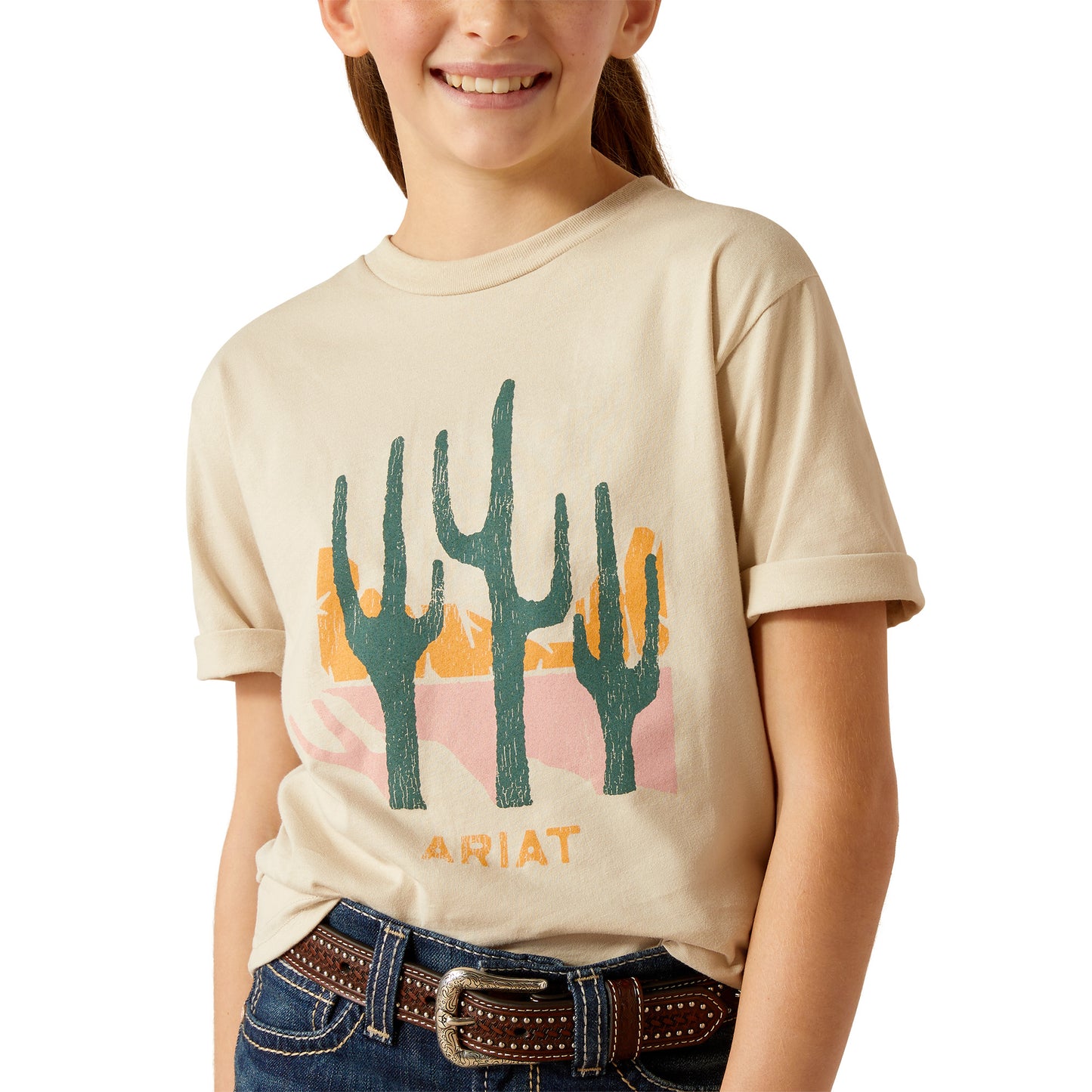 Ariat Youth Girl's Saguro Modern Natural Tan T-Shirt 10052564