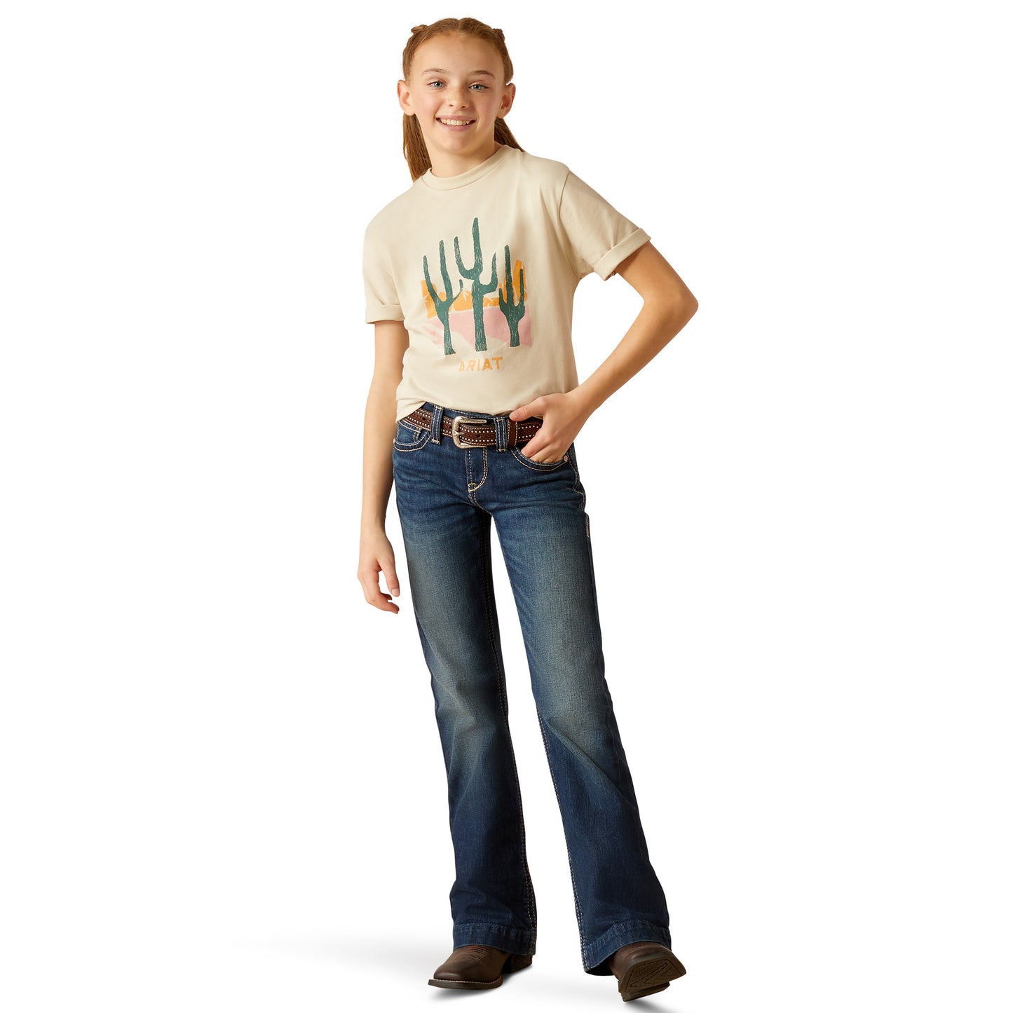 Ariat Youth Girl's Saguro Modern Natural Tan T-Shirt 10052564