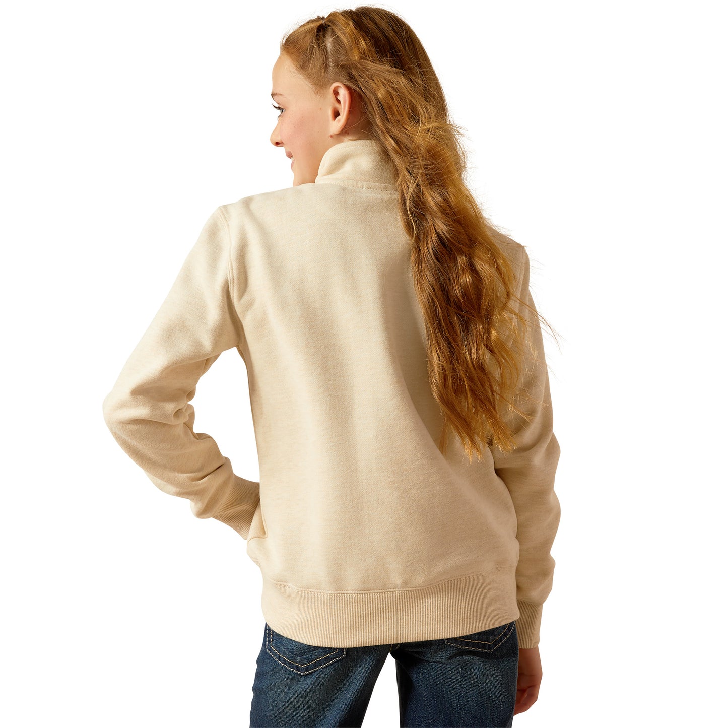 Ariat Youth Girl's Pasture 1/4 Zip Oatmeal Heather Sweatshirt 10052653