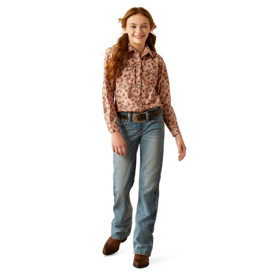 Ariat Youth Girl's Flowers n' Horseshoes Print Snap Down Shirt 10053889