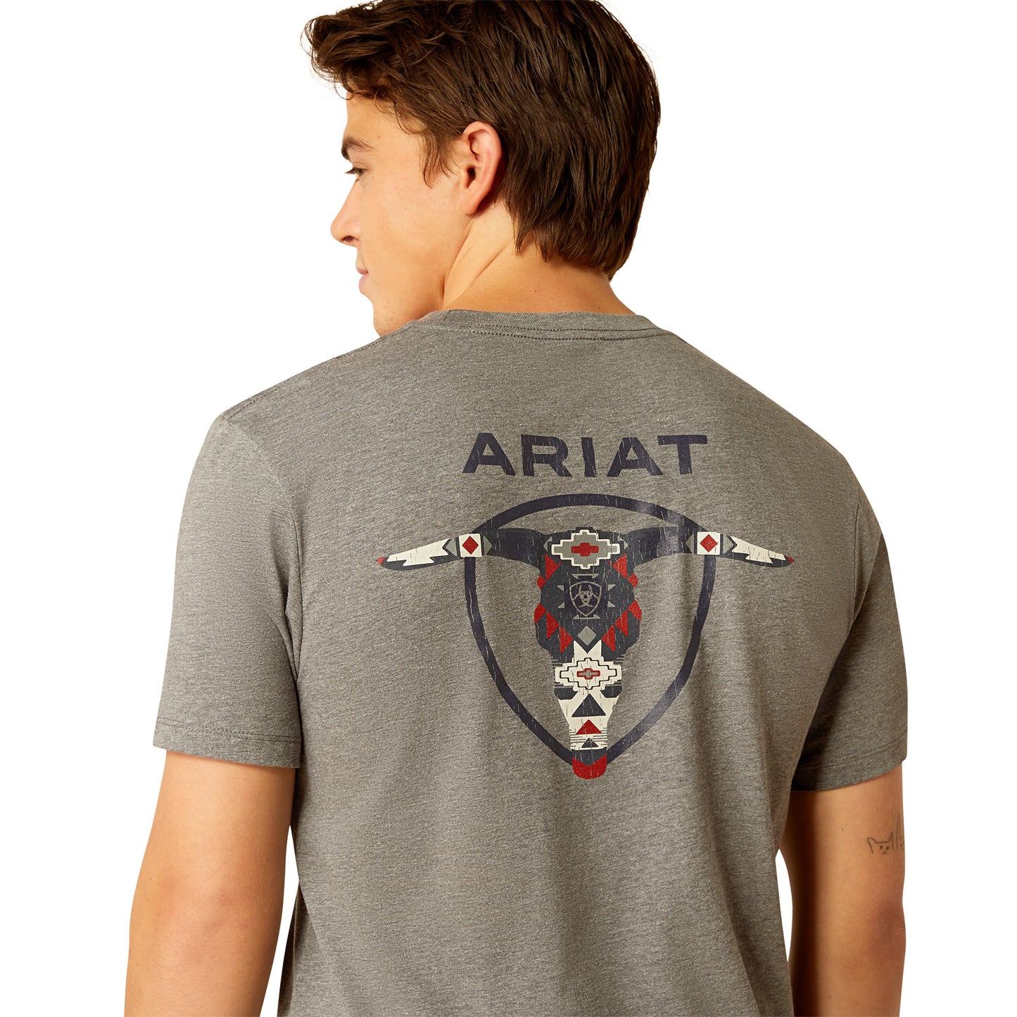 Ariat Men's Southwestern Longhorn Graphite Heather T-Shirt 10052037