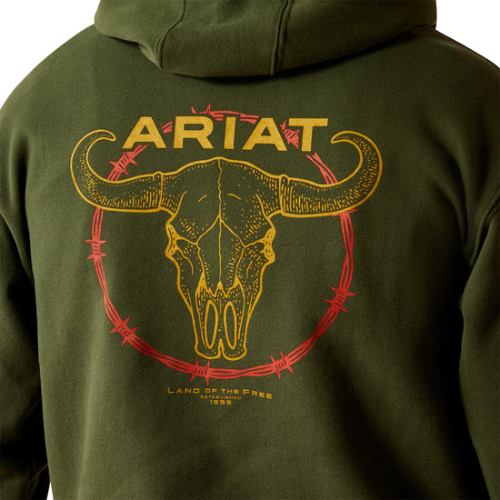 Ariat Men's Barbwire Skull Dark Green Hoodie 10052461