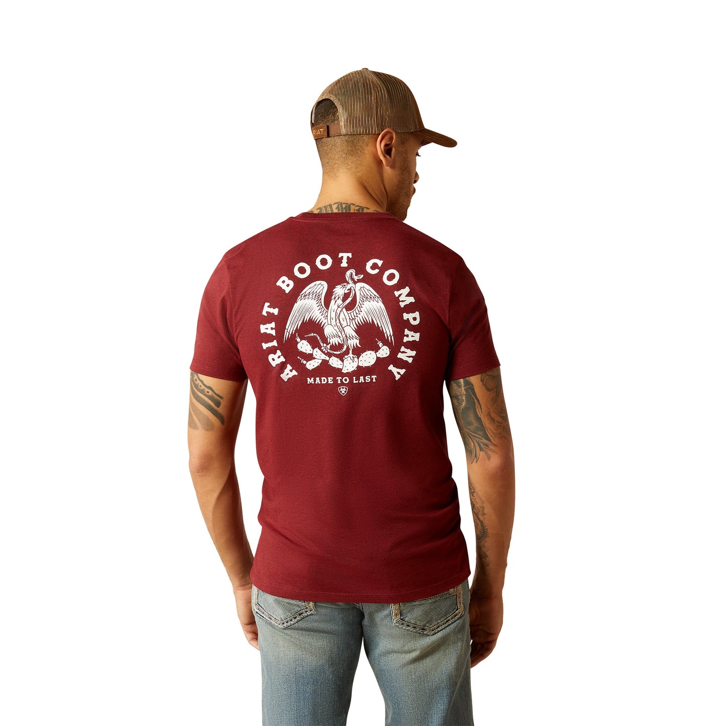 Ariat Men's Eagle & Snake Graphic Crimson Black Heather T-Shirt 10052510